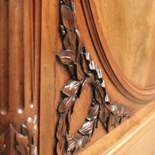 Load image into Gallery viewer, x SOLD Antique French Walnut Double Bed with Carved Ribbon, Floral & Cartouche Detail. B12193