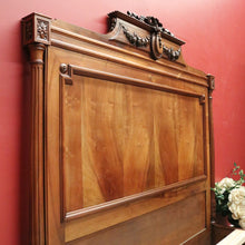 Load image into Gallery viewer, x SOLD Antique French Walnut Double Bed with Carved Ribbon, Floral & Cartouche Detail. B12193