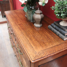 Load image into Gallery viewer, x SOLD Antique French Oak Carved front 3 Three Drawer Chest of Bedroom Drawers Brass handles B12819