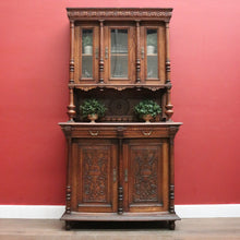 Load image into Gallery viewer, Antique French Oak Two-Height Kitchen Dresser with Glass Doors and Carved Base. B12487