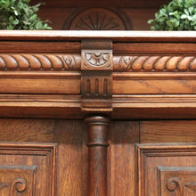 Load image into Gallery viewer, Antique French Oak Two-Height Kitchen Dresser with Glass Doors and Carved Base. B12487