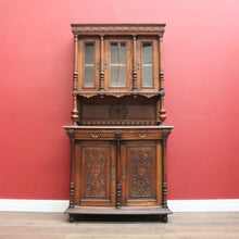 Load image into Gallery viewer, Antique French Oak Two-Height Kitchen Dresser with Glass Doors and Carved Base. B12487