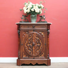 Load image into Gallery viewer, x SOLD Antique French Rosewood Marble Top Hall Cabinet c1870 – Single Door with 2 Keys. B12486