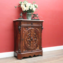 Load image into Gallery viewer, x SOLD Antique French Rosewood Marble Top Hall Cabinet c1870 – Single Door with 2 Keys. B12486