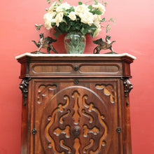 Load image into Gallery viewer, x SOLD Antique French Rosewood Marble Top Hall Cabinet c1870 – Single Door with 2 Keys. B12486