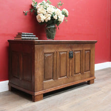 Load image into Gallery viewer, Antique French Oak Blanket Box Coffer with Panelled Sides and Iron Handle. B12781