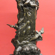 Load image into Gallery viewer, Antique French Bronze Vases with Bird & Wave Motif – Original Matching Pair. B12494