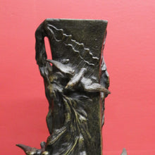 Load image into Gallery viewer, Antique French Bronze Vases with Bird & Wave Motif – Original Matching Pair. B12494