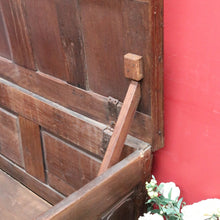 Load image into Gallery viewer, Antique French Oak Blanket Box Coffer with Panelled Sides and Iron Handle. B12781