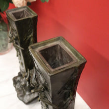 Load image into Gallery viewer, Antique French Bronze Vases with Bird & Wave Motif – Original Matching Pair. B12494