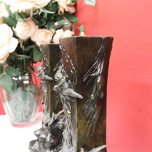 Load image into Gallery viewer, Antique French Bronze Vases with Bird & Wave Motif – Original Matching Pair. B12494