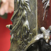 Load image into Gallery viewer, Antique French Bronze Vases with Bird & Wave Motif – Original Matching Pair. B12494