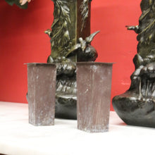 Load image into Gallery viewer, Antique French Bronze Vases with Bird & Wave Motif – Original Matching Pair. B12494