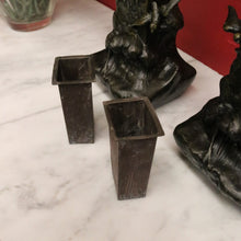 Load image into Gallery viewer, Antique French Bronze Vases with Bird & Wave Motif – Original Matching Pair. B12494