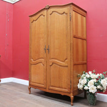 Load image into Gallery viewer, x SOLD Antique French Oak 2 Door Wardrobe Cloak Cabinet with Hanging Rail and Shelves. B12760