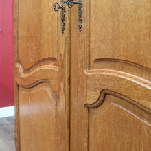 Load image into Gallery viewer, x SOLD Antique French Oak 2 Door Wardrobe Cloak Cabinet with Hanging Rail and Shelves. B12760