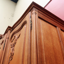 Load image into Gallery viewer, Antique French Oak 4 Door Breakfront Wardrobe Armoire with Hanging Rail and Shelves. B12804