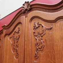 Load image into Gallery viewer, Antique French Oak 4 Door Breakfront Wardrobe Armoire with Hanging Rail and Shelves. B12804