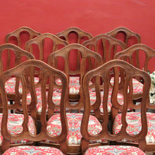 Load image into Gallery viewer, x SOLD Set of 10 Antique French Oak Dining Chairs with William Morris 'Strawberry Thief' Fabric. B12497