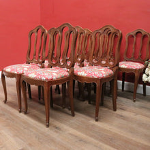 Load image into Gallery viewer, x SOLD Set of 10 Antique French Oak Dining Chairs with William Morris 'Strawberry Thief' Fabric. B12497
