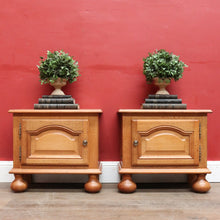 Load image into Gallery viewer, Pair Vintage French Bedside Cabinets Left and Right Opening on Bun Feet. B12745