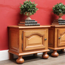 Load image into Gallery viewer, Pair Vintage French Bedside Cabinets Left and Right Opening on Bun Feet. B12745