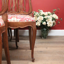 Load image into Gallery viewer, x SOLD Set of 10 Antique French Oak Dining Chairs with William Morris 'Strawberry Thief' Fabric. B12497