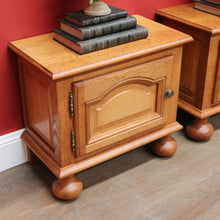 Load image into Gallery viewer, Pair Vintage French Bedside Cabinets Left and Right Opening on Bun Feet. B12745