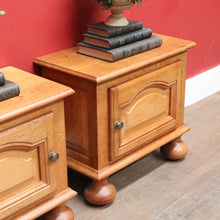 Load image into Gallery viewer, Pair Vintage French Bedside Cabinets Left and Right Opening on Bun Feet. B12745