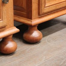 Load image into Gallery viewer, Pair Vintage French Bedside Cabinets Left and Right Opening on Bun Feet. B12745