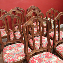 Load image into Gallery viewer, x SOLD Set of 10 Antique French Oak Dining Chairs with William Morris 'Strawberry Thief' Fabric. B12497