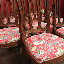 Load image into Gallery viewer, x SOLD Set of 10 Antique French Oak Dining Chairs with William Morris 'Strawberry Thief' Fabric. B12497