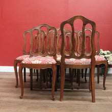 Load image into Gallery viewer, x SOLD Set of 10 Antique French Oak Dining Chairs with William Morris 'Strawberry Thief' Fabric. B12497