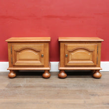 Load image into Gallery viewer, Pair Vintage French Bedside Cabinets Left and Right Opening on Bun Feet. B12745