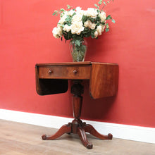 Load image into Gallery viewer, Antique English Pembroke Table with Drop Sides and Tapered Pedestal Base. B12496