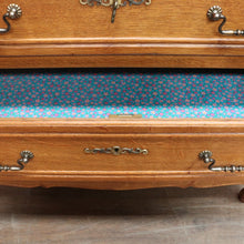 Load image into Gallery viewer, Vintage French Oak Chest of Drawers Three Drawer with Carved Detail. 12732