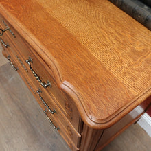 Load image into Gallery viewer, Vintage French Oak Chest of Drawers Three Drawer with Carved Detail. 12732