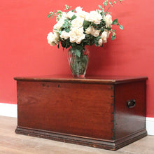 Load image into Gallery viewer, x SOLD Antique Australian Cedar Chest Blanket Box with Iron Handles & Original Candle Box. B12495