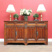 Load image into Gallery viewer, x SOLD Antique French Oak Gothic Sideboard with Quatrefoil and Linenfold Carving. B12708