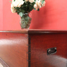 Load image into Gallery viewer, x SOLD Antique Australian Cedar Chest Blanket Box with Iron Handles & Original Candle Box. B12495