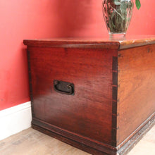 Load image into Gallery viewer, x SOLD Antique Australian Cedar Chest Blanket Box with Iron Handles & Original Candle Box. B12495