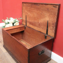 Load image into Gallery viewer, x SOLD Antique Australian Cedar Chest Blanket Box with Iron Handles & Original Candle Box. B12495