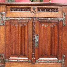 Load image into Gallery viewer, x SOLD Antique French Oak Gothic Sideboard with Quatrefoil and Linenfold Carving. B12708