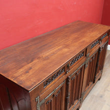 Load image into Gallery viewer, x SOLD Antique French Oak Gothic Sideboard with Quatrefoil and Linenfold Carving. B12708