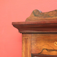 Load image into Gallery viewer, Antique English Rosewood Wall Mirror with Marquetry and String Inlay. B12499