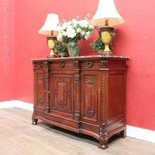 Load image into Gallery viewer, Antique French Walnut Breakfront Sideboard with Marble Top and Carved Detail. B12252