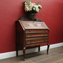 Load image into Gallery viewer, x SOLD Antique French Oak Writing Bureau with Fitted Interior & Scroll Feet. 2 Drawers. B12308