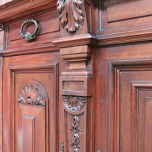Load image into Gallery viewer, Antique French Walnut Breakfront Sideboard with Marble Top and Carved Detail. B12252