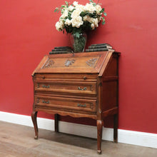 Load image into Gallery viewer, x SOLD Antique French Oak Writing Bureau with Fitted Interior & Scroll Feet. 2 Drawers. B12308