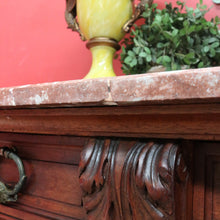 Load image into Gallery viewer, Antique French Walnut Breakfront Sideboard with Marble Top and Carved Detail. B12252
